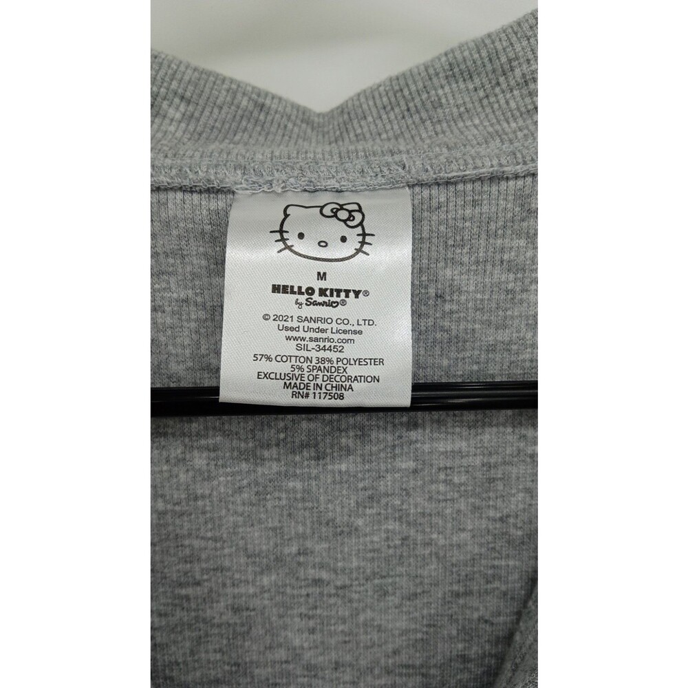 Hello Kitty Ribbed Collared Bodycon Mini Dress Gray Coquette Y2K Kawaii Sanrio M - Picture 2 of 10